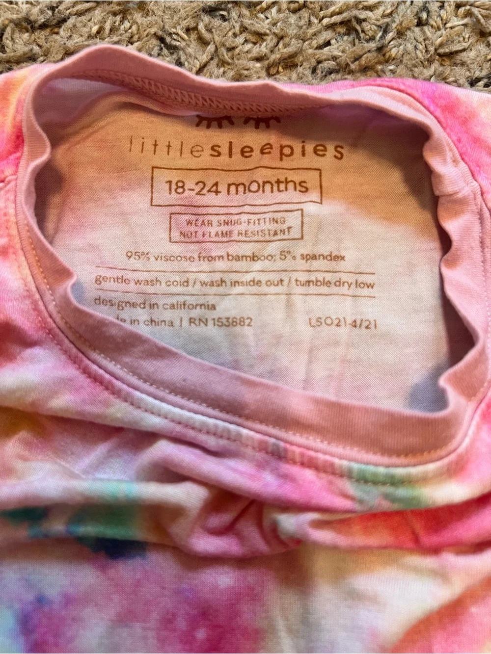 Little Sleepies 18-24 Months Candy Tie Dye Pajamas